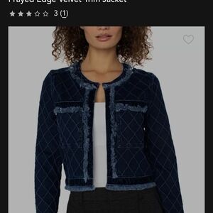 Liverpool Frayed Edge Velvet Trim Blazer - Navy